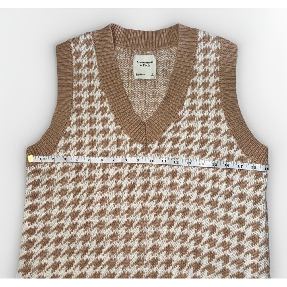 Women's Abercrombie & Fitch Houndstooth Sweater Vest Oversized Long Sz Small - Picture 8 of 9